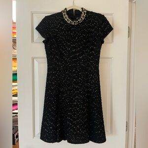 Vince Camuto black and gold sequin tweed dress